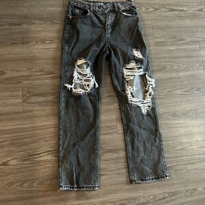 Men's Distressed Black Jeans